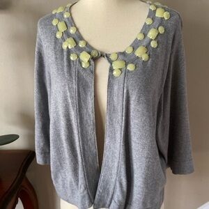 Gray Women's Sweater with Embellished Neckline
